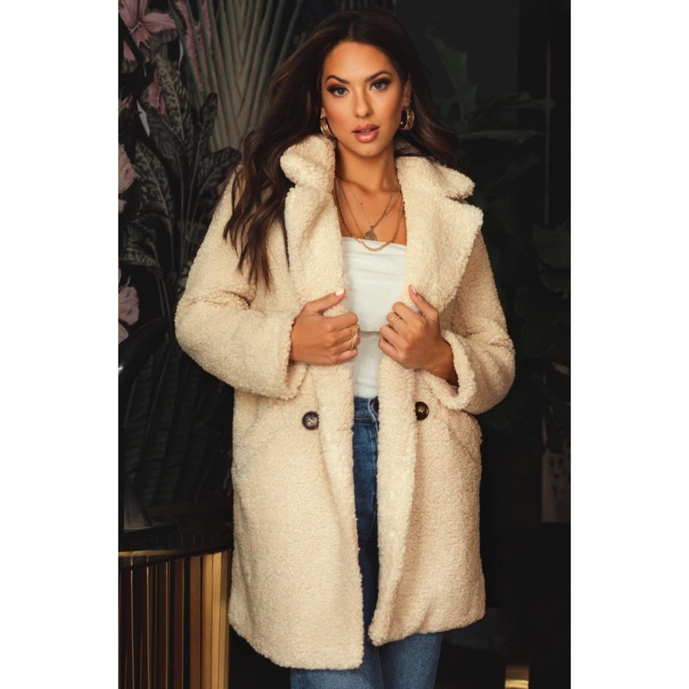Teddy Midi Fur Buttoned Coat Jacket